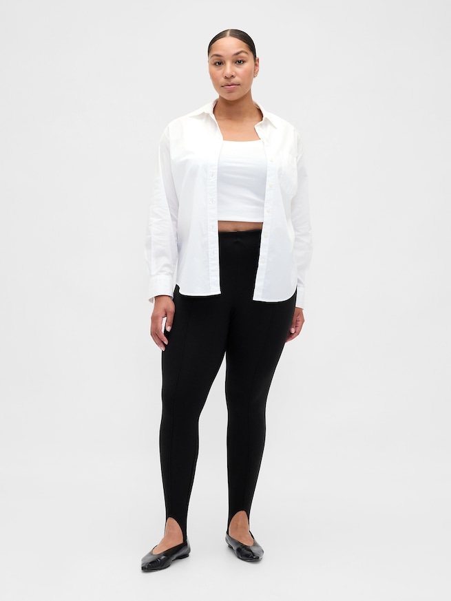 Pantalon fuseau &agrave; taille haute en tricot double &eacute;paisseur-4