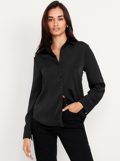 Satin Button-Down Shirt