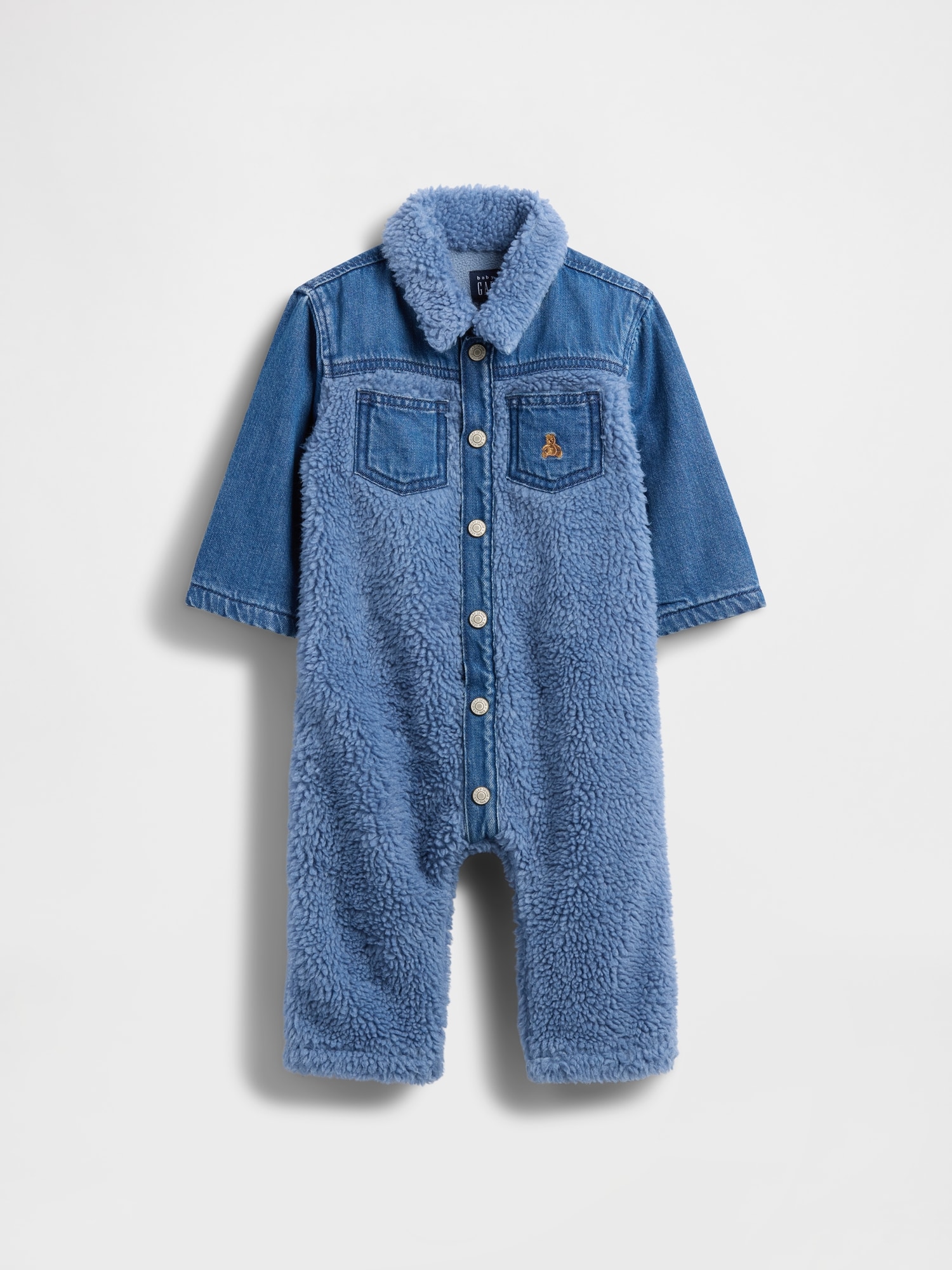 Baby Denim & Sherpa One-Piece