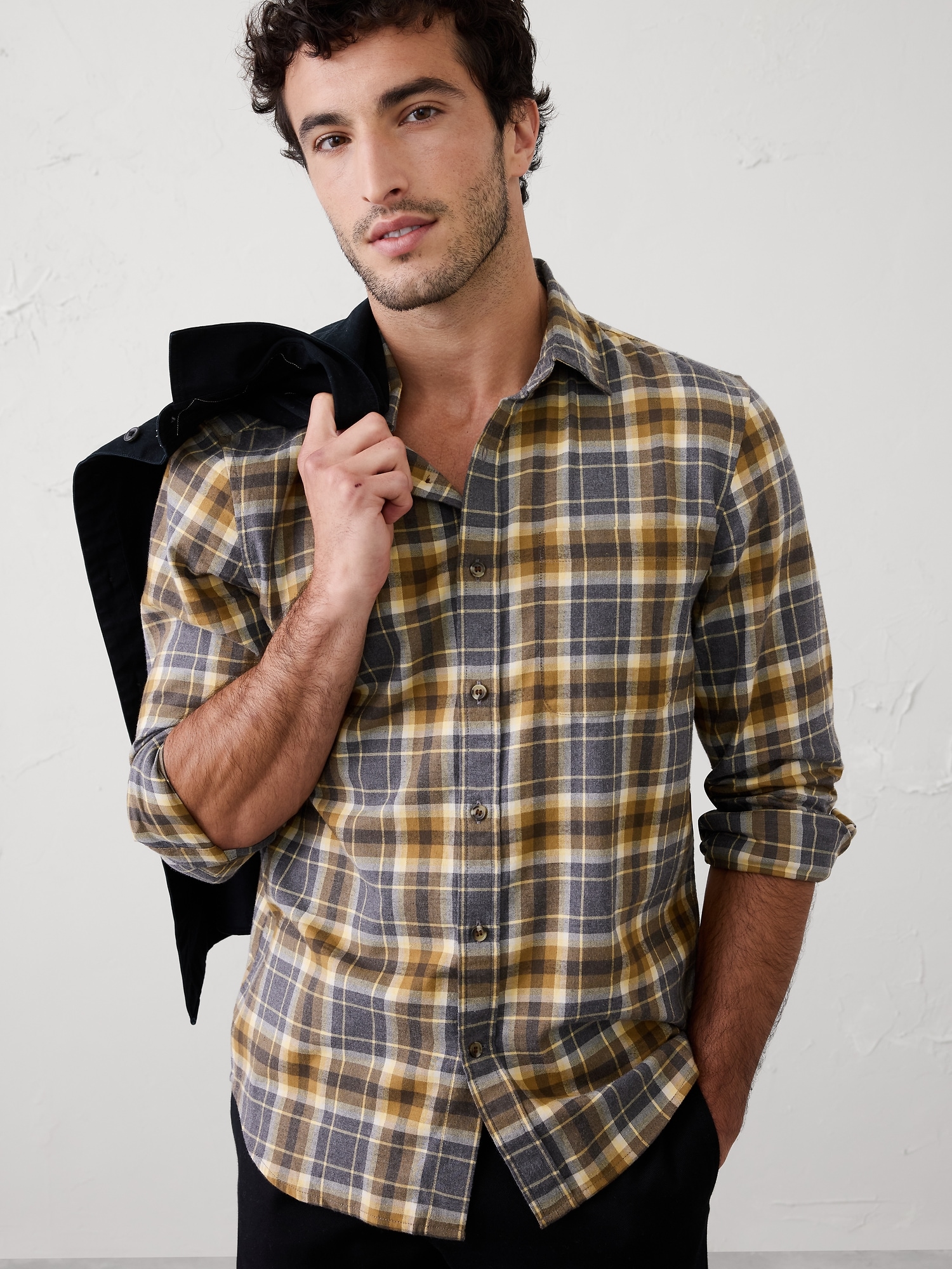 Slim-Fit Lightweight Flannel Shirt
