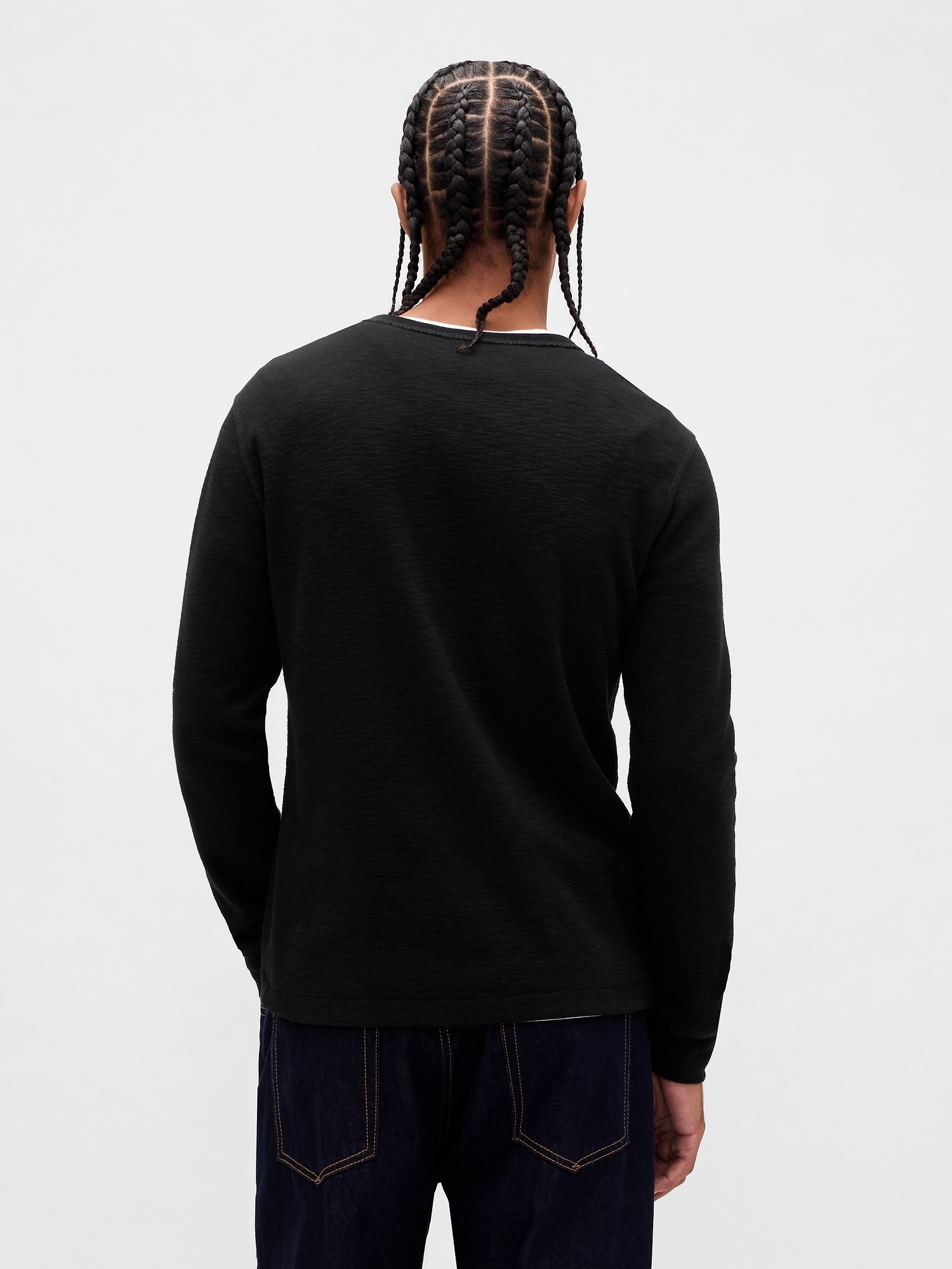 ダブルニット ヘンリーネックTシャツ-2