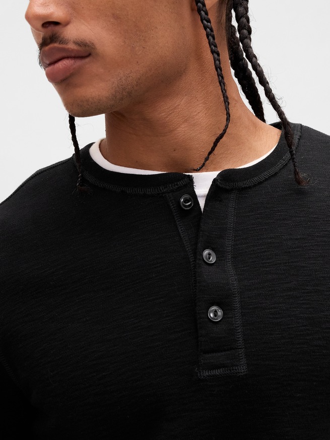 ダブルニット ヘンリーネックTシャツ-3