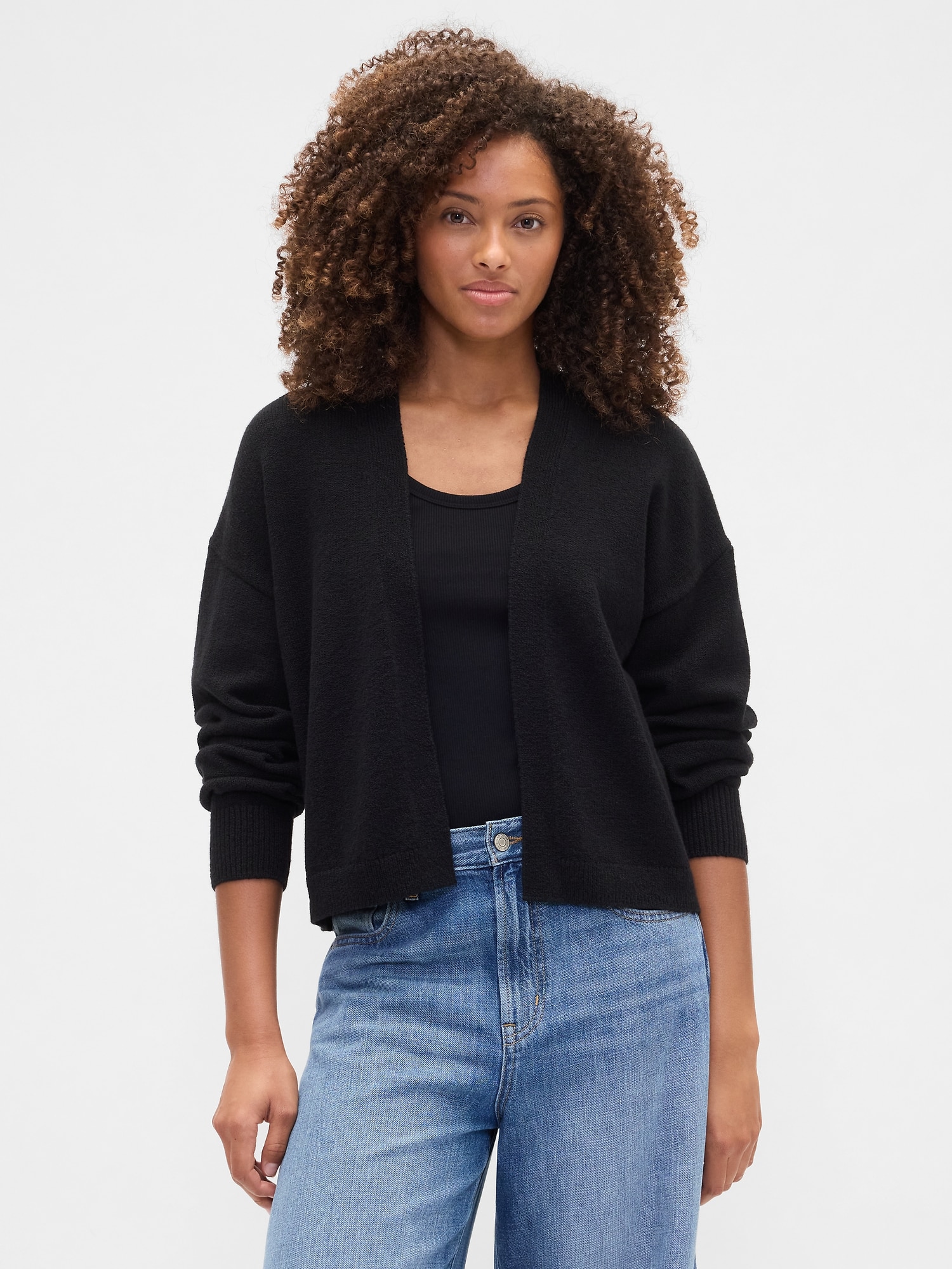 Relaxed Boucle Open-Front Cardigan