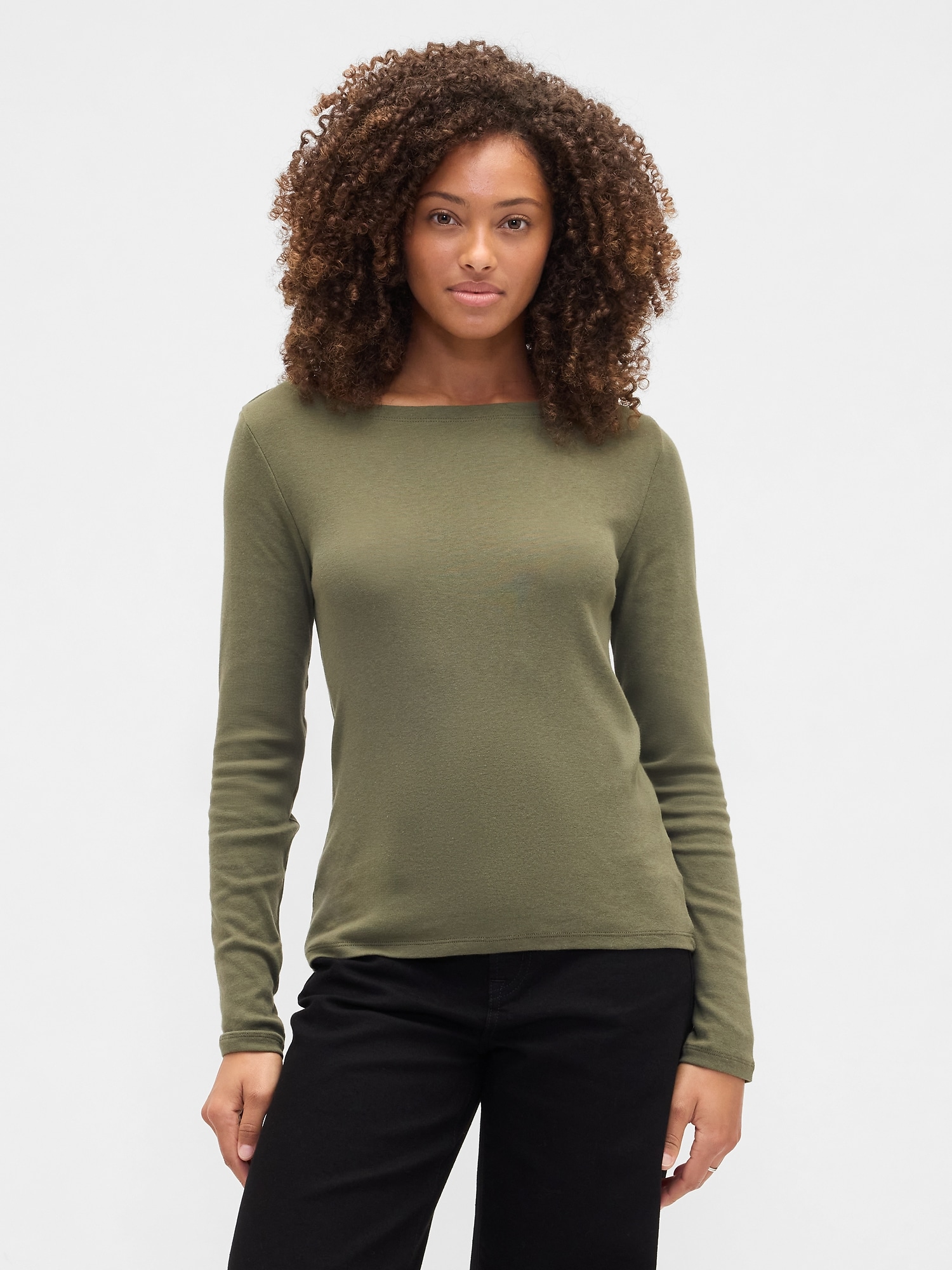 Modern Ribbed Boatneck T-Shirt