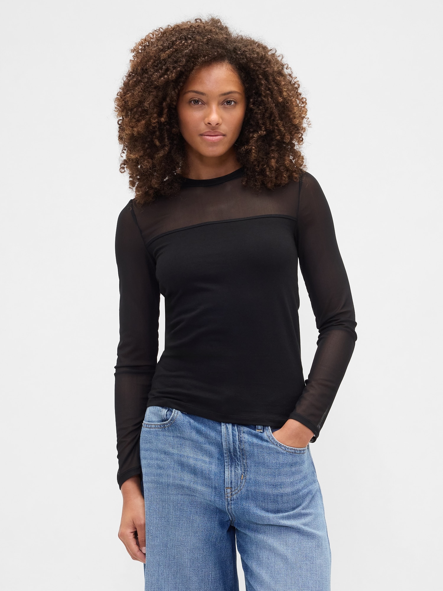Stretch Jersey Mesh Top
