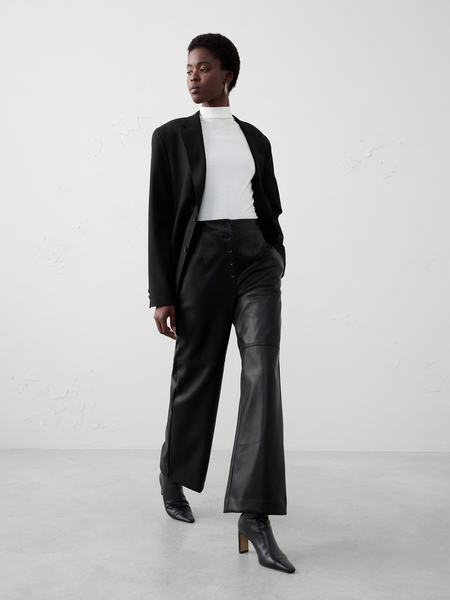 Wide-Leg Ultra High-Rise Vegan Leather Pant