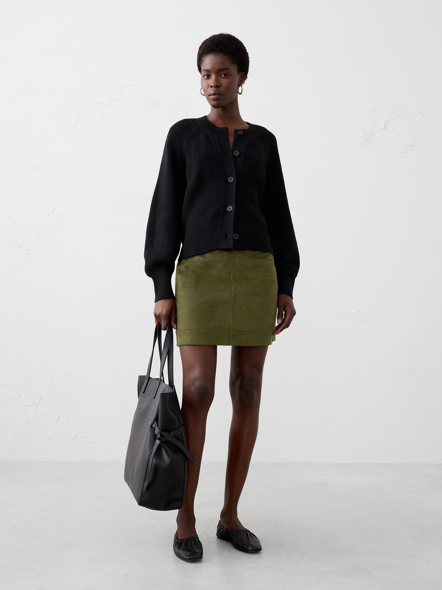 Corduroy Seamed Mini Skirt