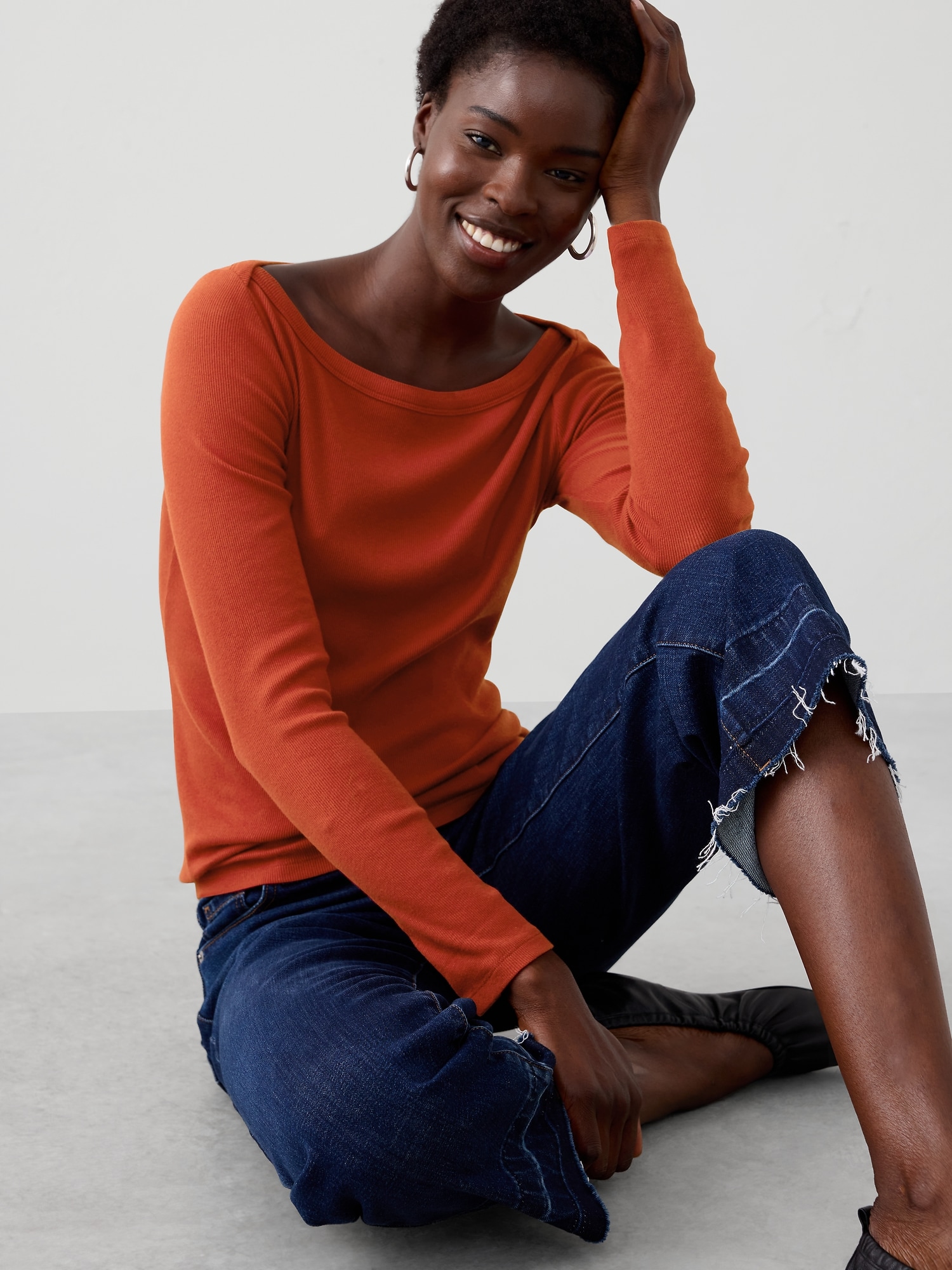 Ribbed Boatneck Top
