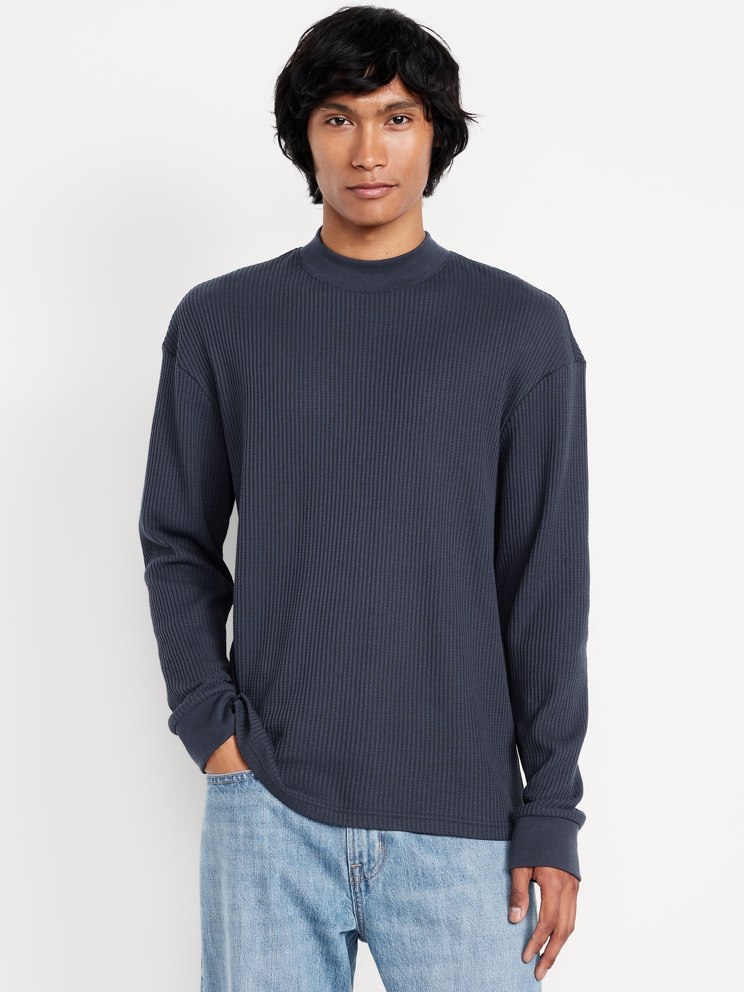 T-SHIRT EN TISSU GAUFRÉ ÉPAIS À MANCHES LONGUES