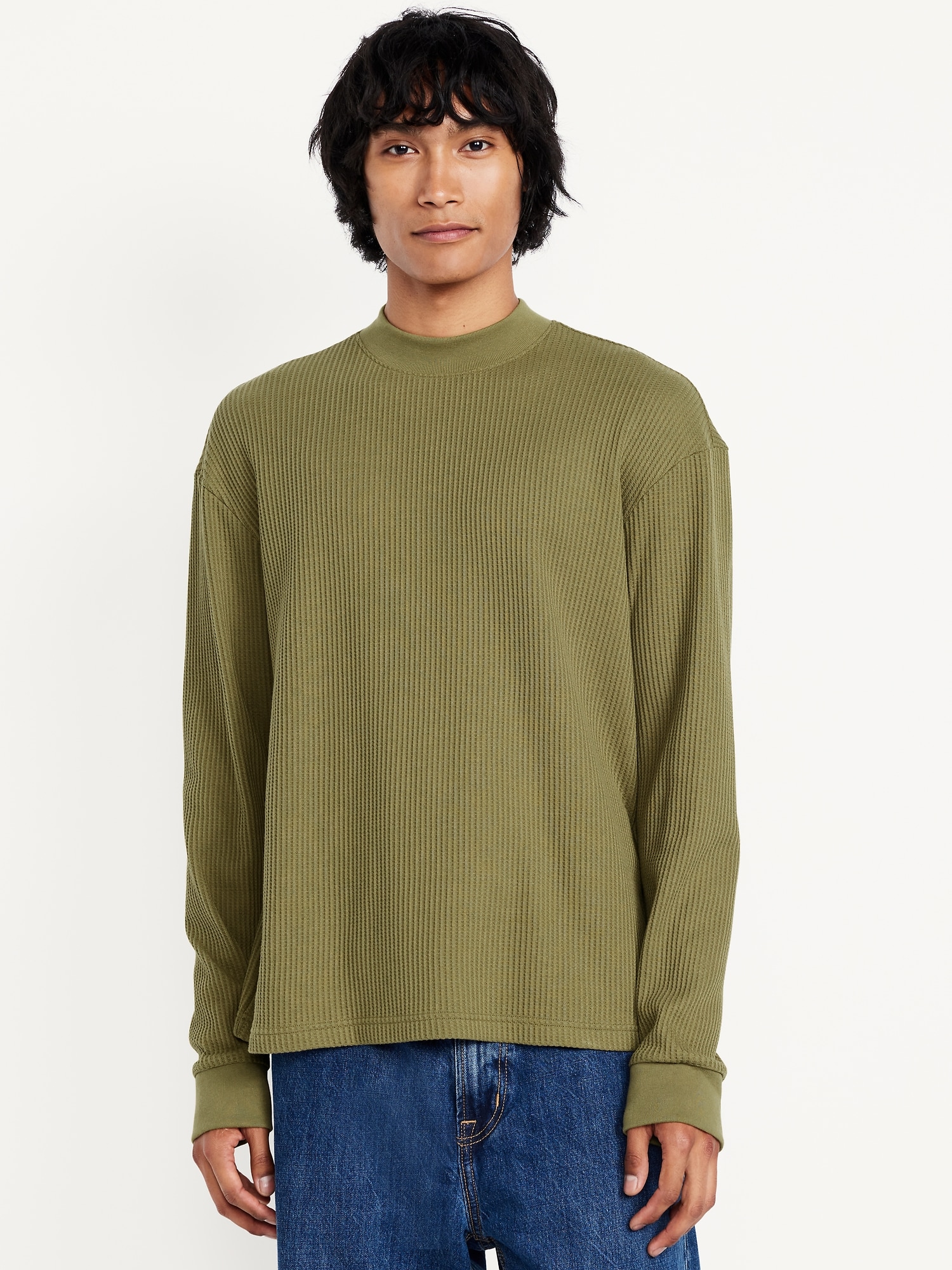 T-SHIRT EN TISSU GAUFRÉ ÉPAIS À MANCHES LONGUES