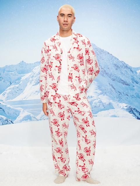 Printed Flannel Pajama Set for Men