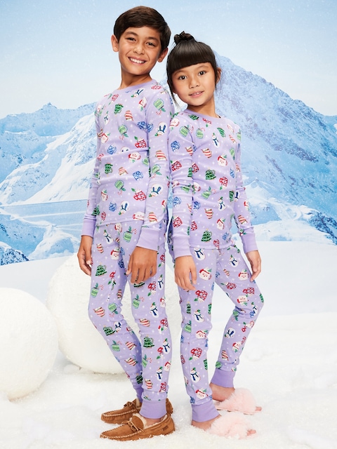 Gender-Neutral Snug-Fit Graphic Pajama Set for Kids