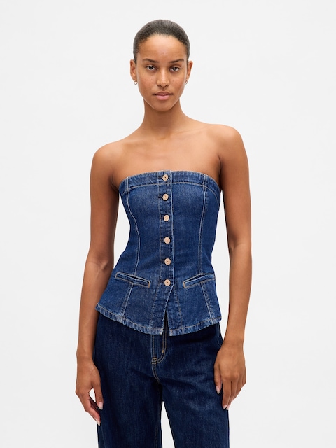 Denim Strapless Vest