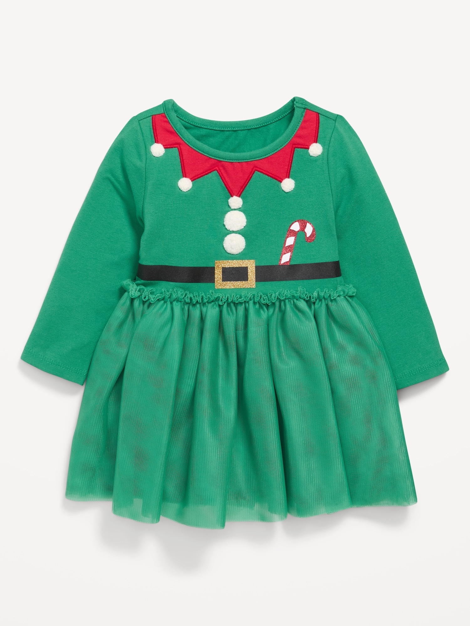 ROBE TUTU AJUSTÉE ET ÉVASÉE À MANCHES LONGUES ET À IMPRIMÉ DES FÊTES POUR BÉBÉ