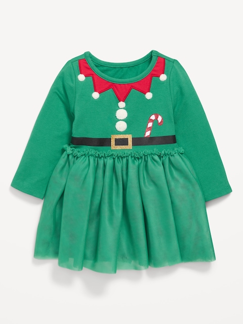 Long-Sleeve Fit and Flare Holiday Tutu Dress for Baby