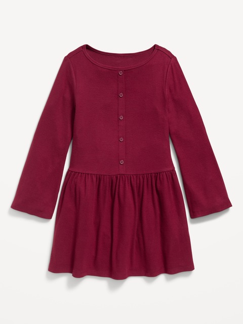 ROBE AJUSTÉE ET ÉVASÉE À MANCHES LONGUES ET DEVANT BOUTONNÉ POUR FILLE