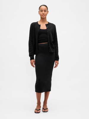 CashSoftカシミヤタッチ ストレッチミディスカート