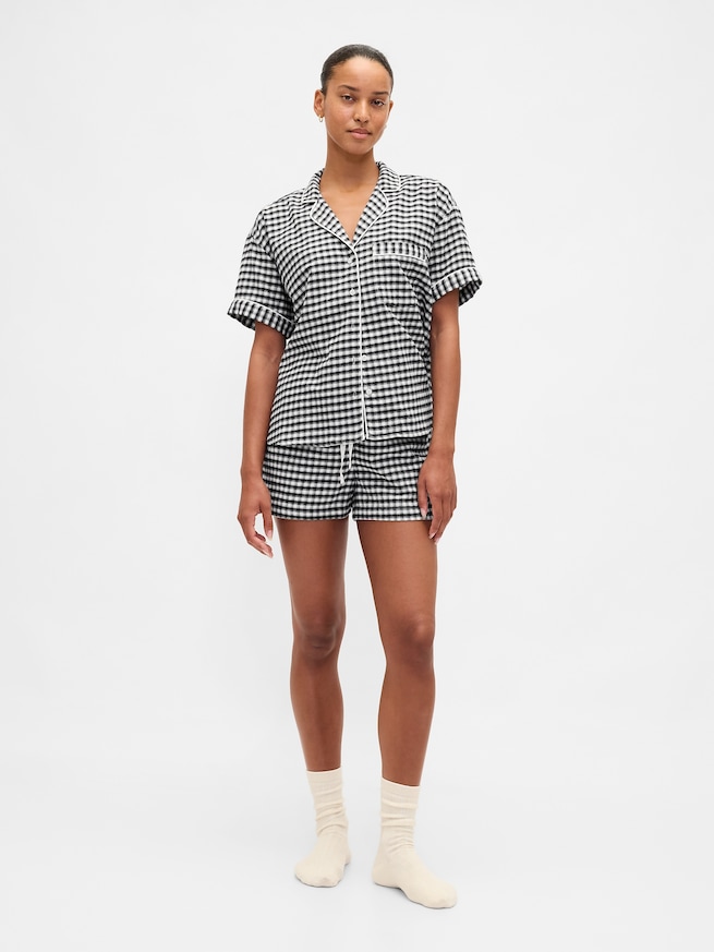 ソフト フランネル パジャマ ショートパンツセット-0