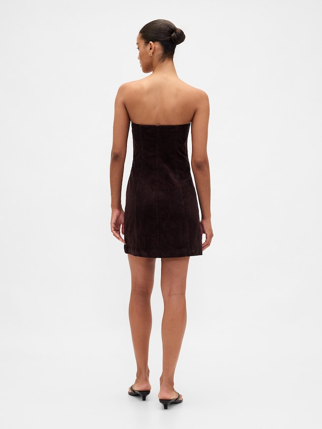 コーデュロイ ストラップレス ミニワンピース-1