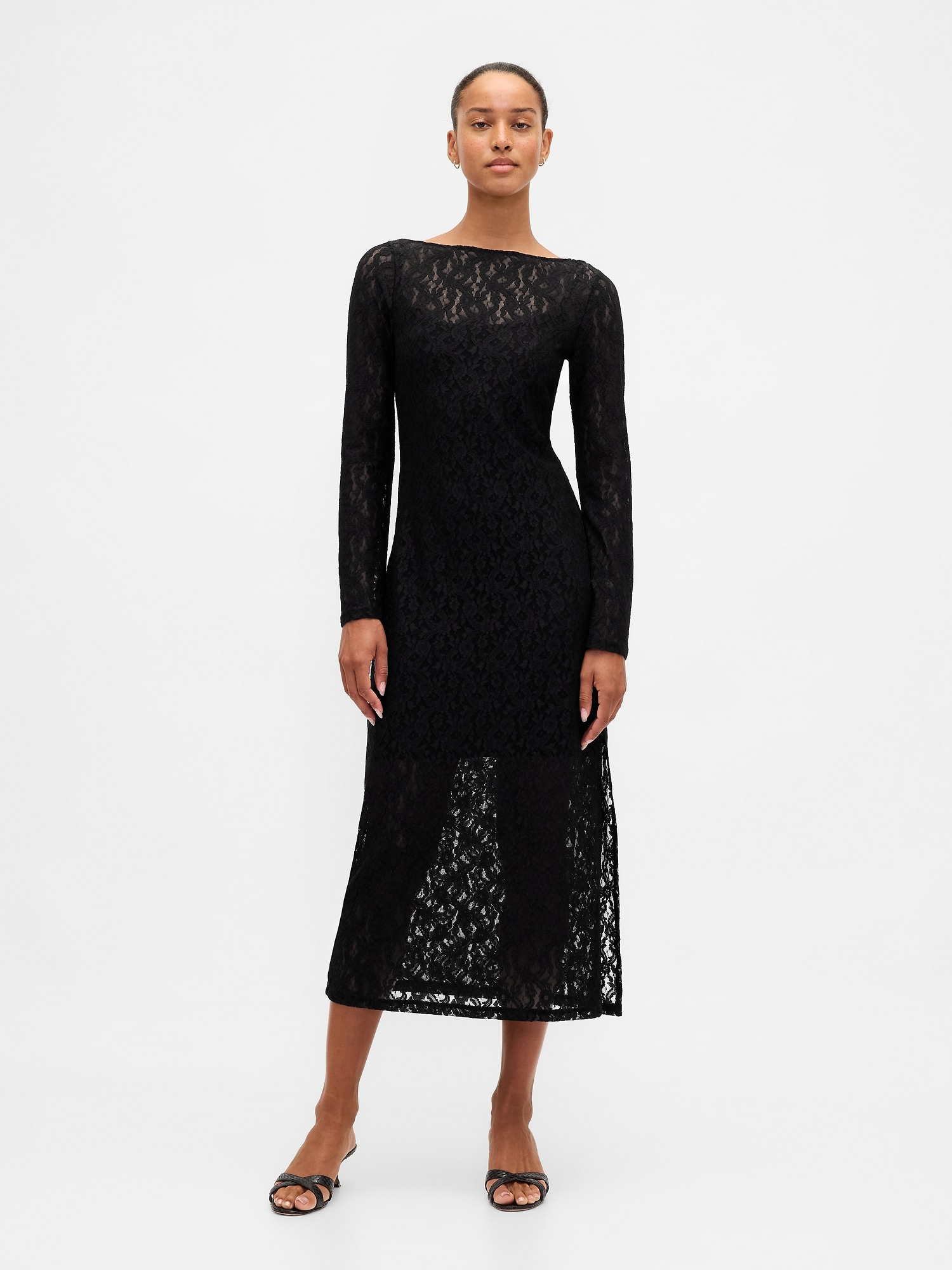 Lace Bell-Sleeve Maxi Dress