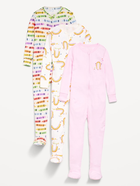 Snug-Fit 2-Way-Zip Pajama One-Piece 3-Pack for Toddler & Baby