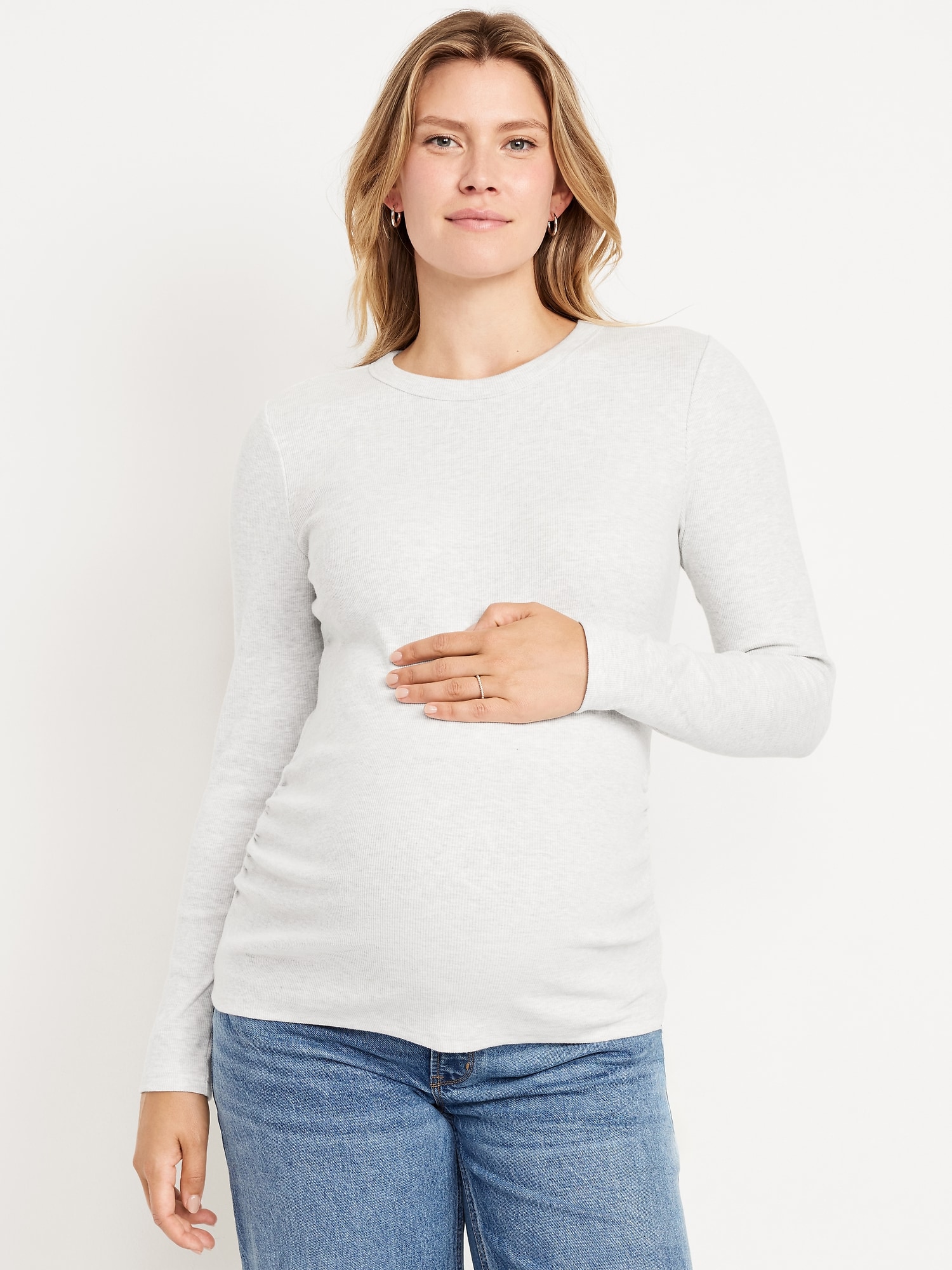 Maternity Snug Crew-Neck T-Shirt - Faux