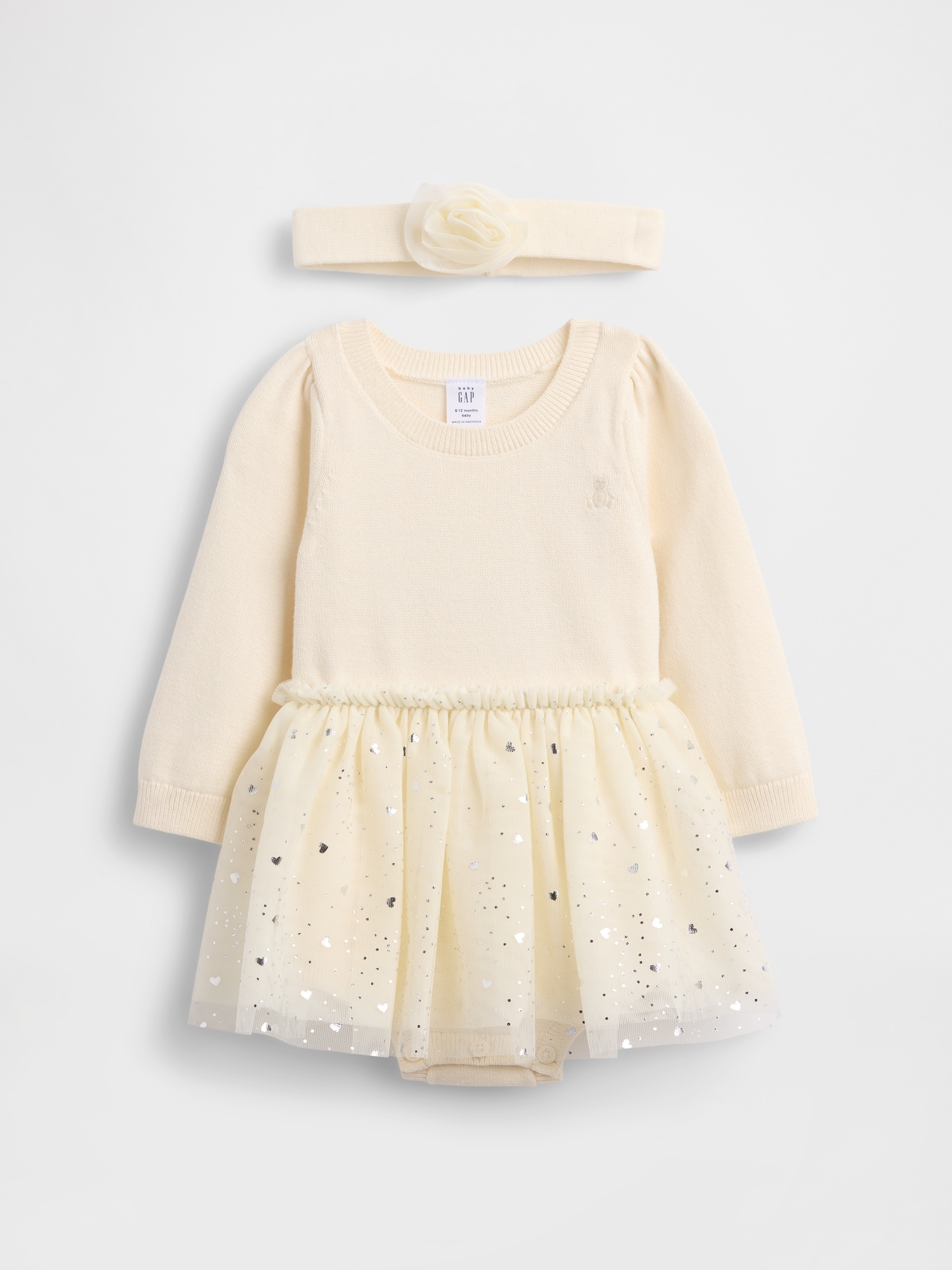 ROBE CACHE-COUCHE EN TRICOT ET TULLE POUR BÉBÉ
