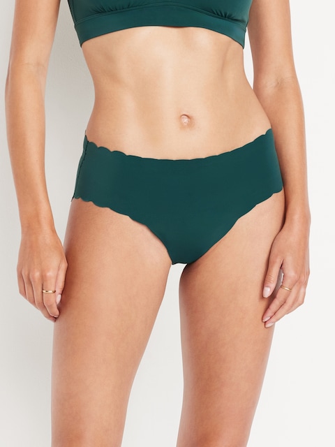 High-Waisted No-Show Scalloped Brief Underwear
