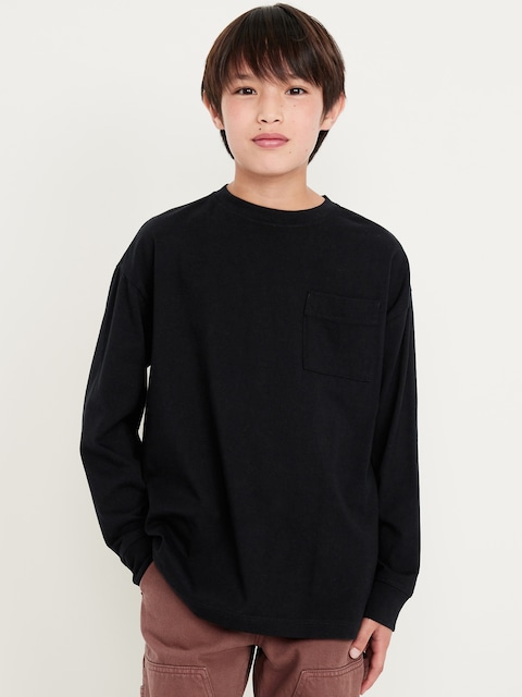 Oversized Long-Sleeve Pocket T-Shirt for Boys