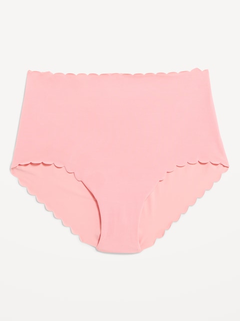 High-Waisted No-Show Scalloped Brief Underwear