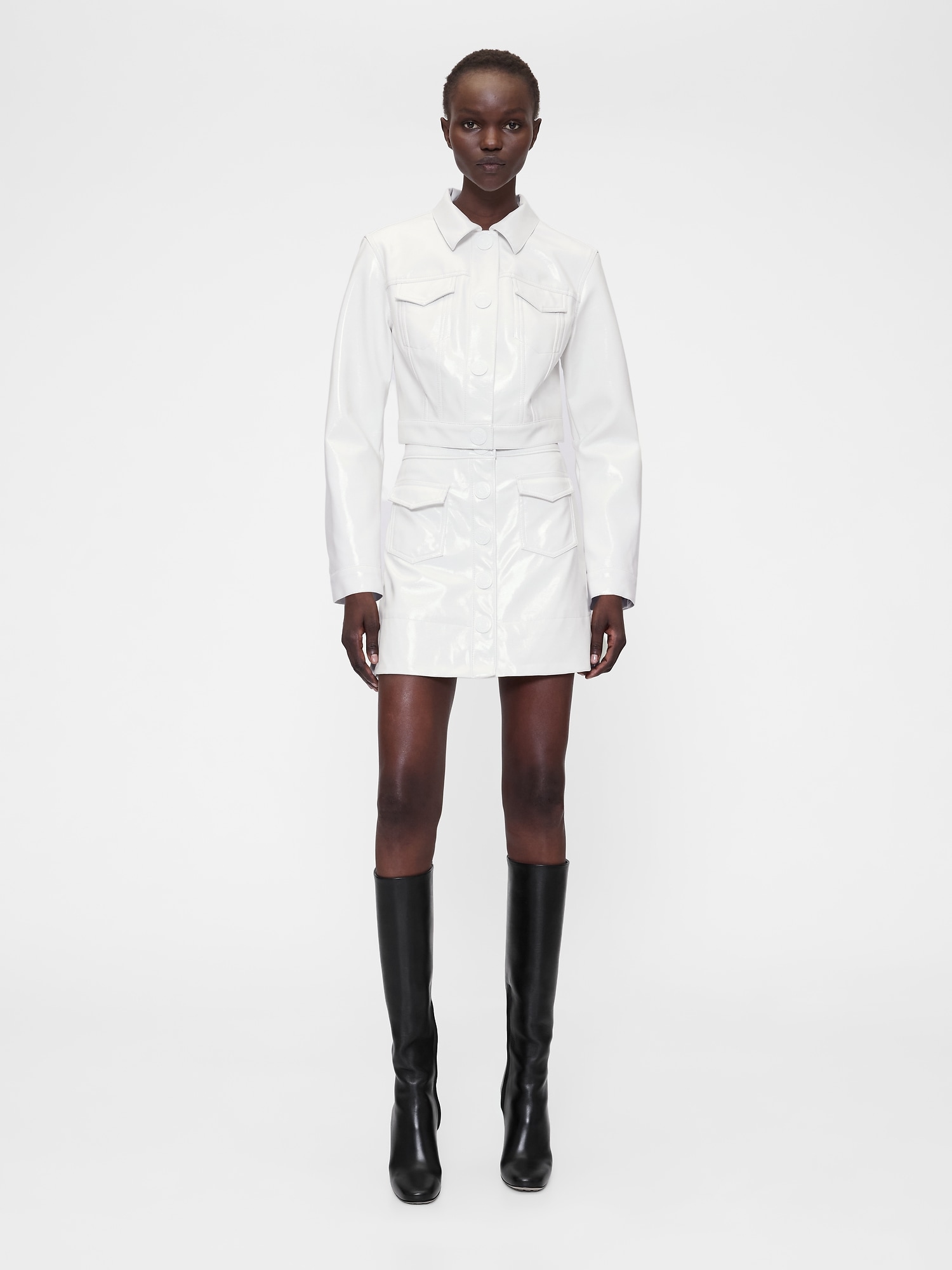 GapStudio ヴィーガン パテントレザー ミニスカート-0