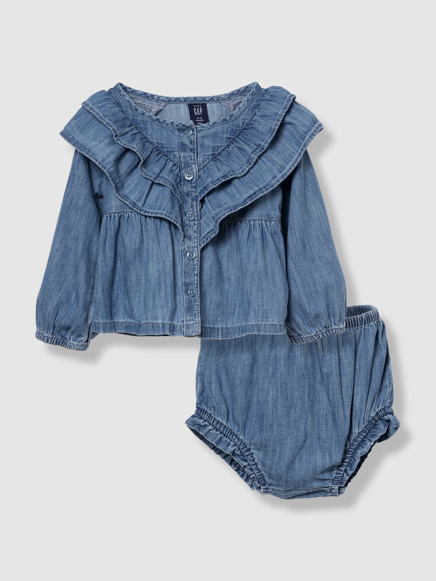 Gap デニム ラッフル バブル コーデセット (ベビー) Gap デニム ラッフル バブル コーデセット (ベビー)