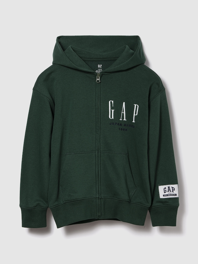 30th アニバーサリー ヴィンテージソフト GAPロゴ ジップアップパーカー (キッズ)-0