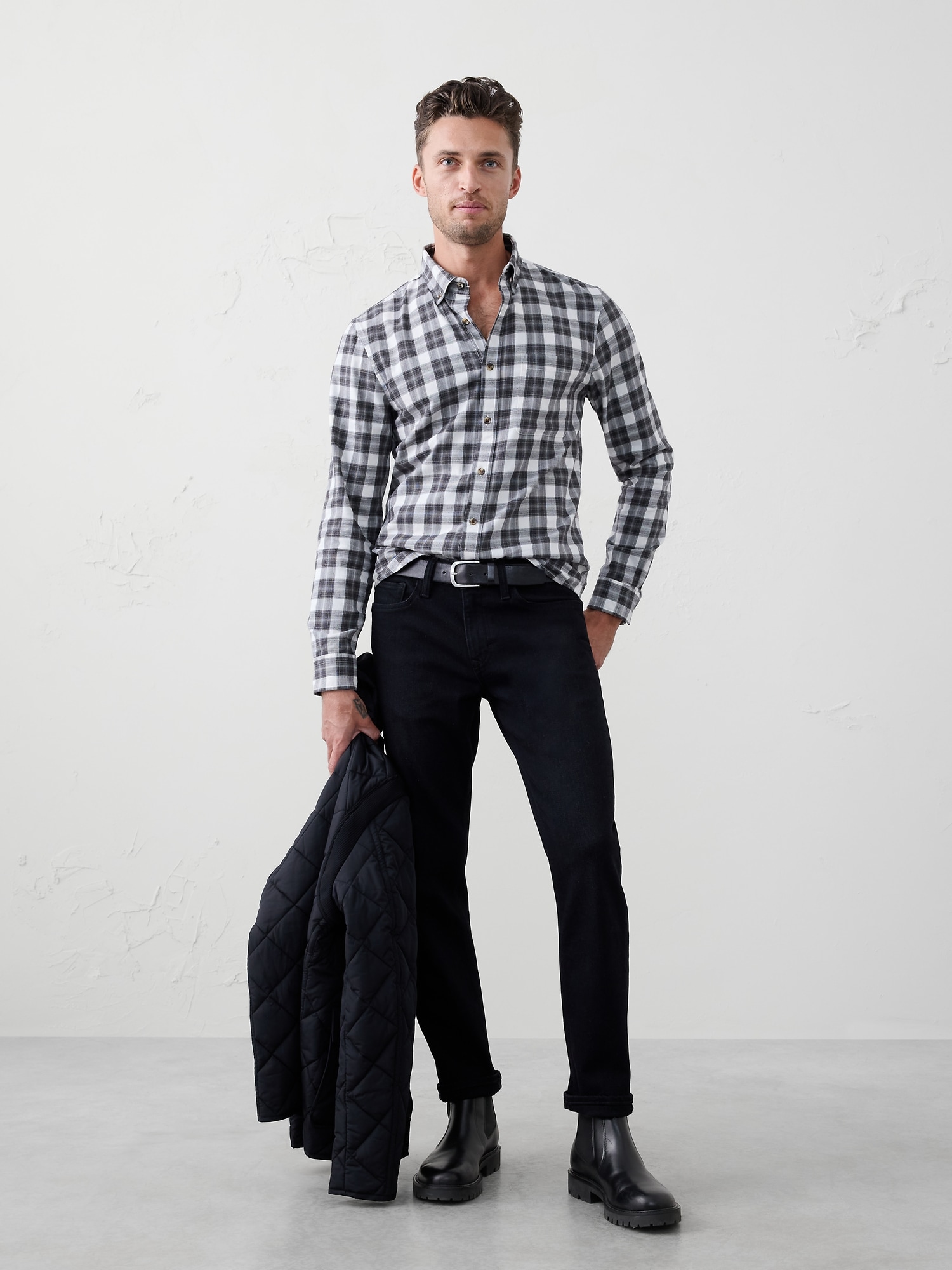 Slim-Fit Lightweight Flannel Shirt