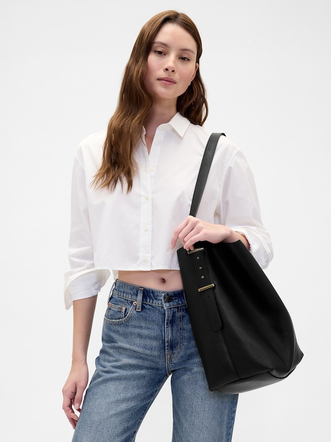 ヴィーガンレザー バケットトートバッグ-1