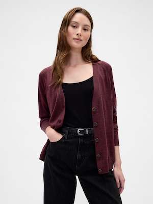 メリノウール100% ボーイフレンドカーディガン