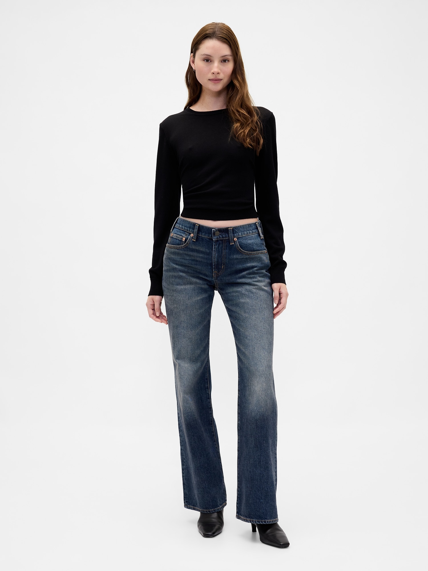Mid Rise Relaxed Flare Jeans