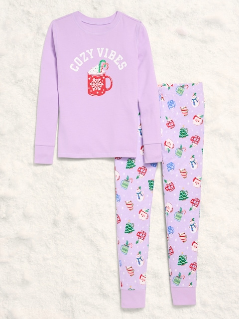 Gender-Neutral Snug-Fit Graphic Pajama Set for Kids