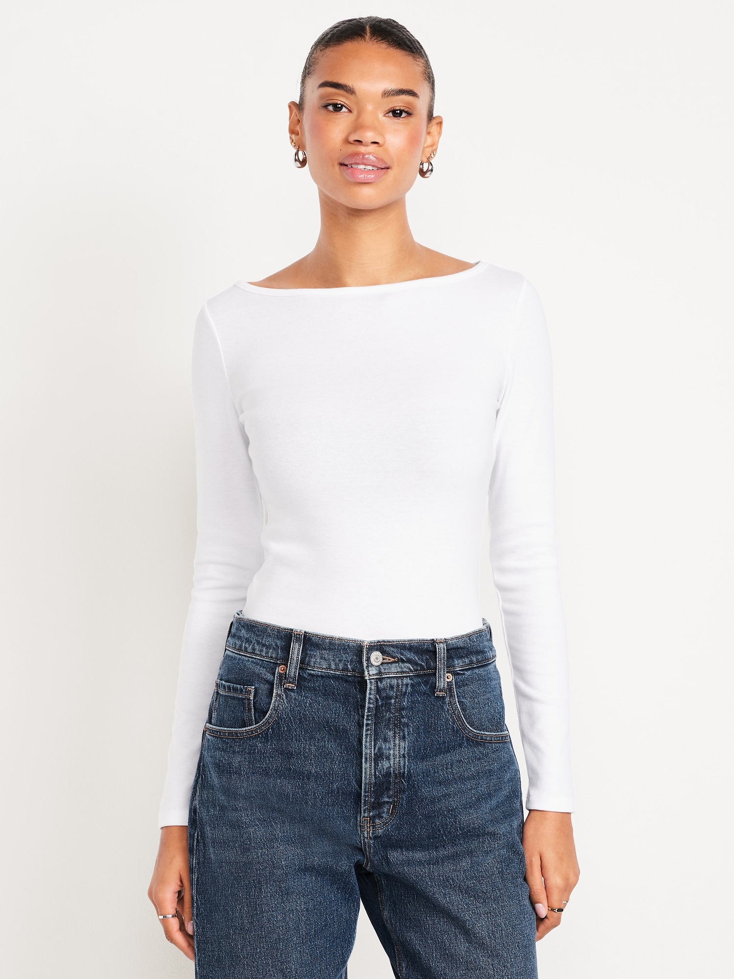 Snug Long-Sleeve Boatneck T-Shirt