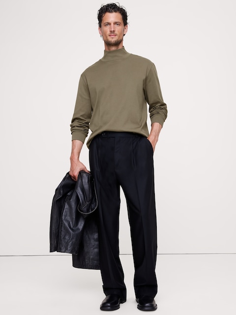 Silky-Cotton Turtleneck T-Shirt - Olive