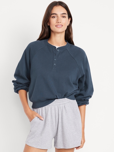 SoComfy Oversized Button-Front Sweatshirt