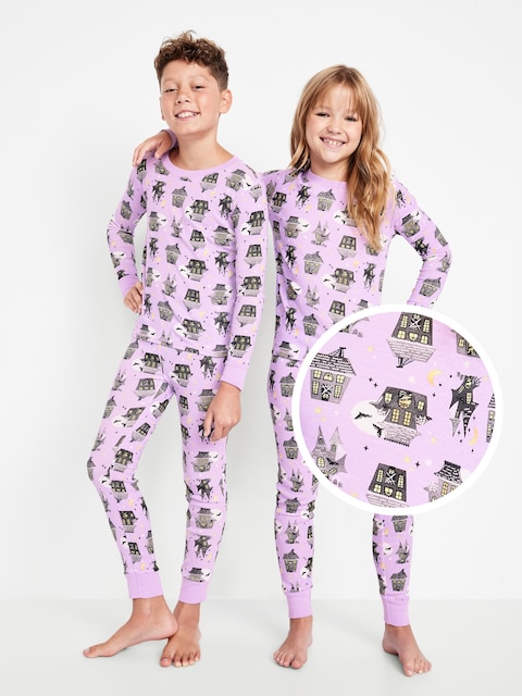 Gender-Neutral Snug-Fit Graphic Pajama Set for Kids