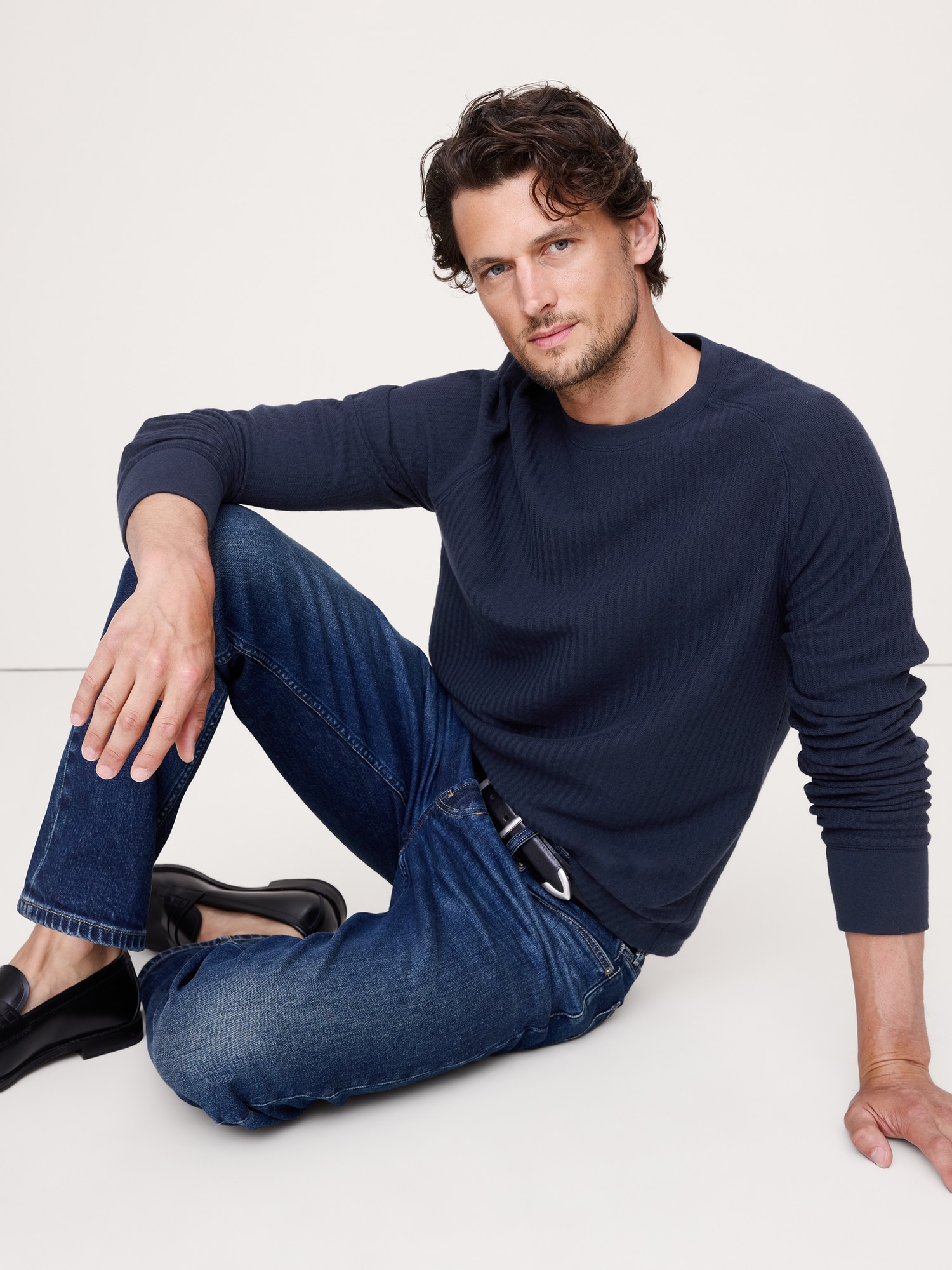 Slub Double-Knit Herringbone T-Shirt