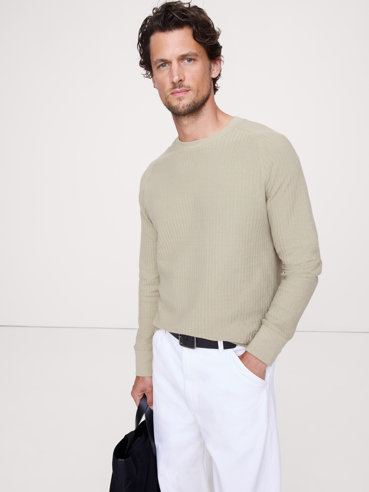 Slub Double-Knit Herringbone T-Shirt