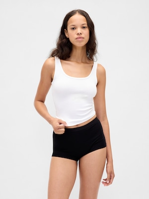 オーガニックコットン ストレッチ ハイライズ ボーイレングスショーツ