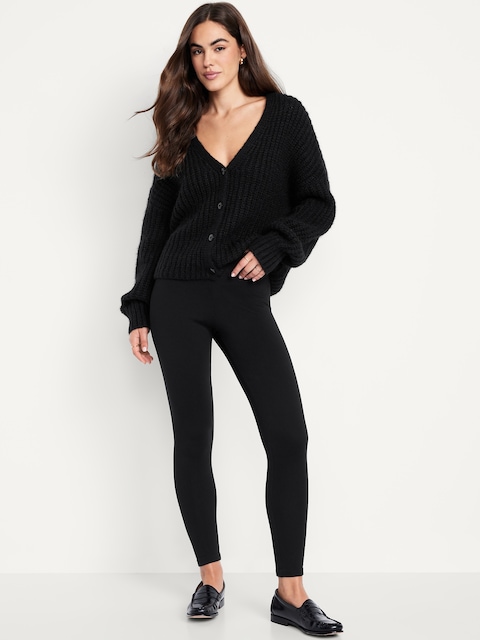 High-Waisted Fleece-Lined Ankle Leggings