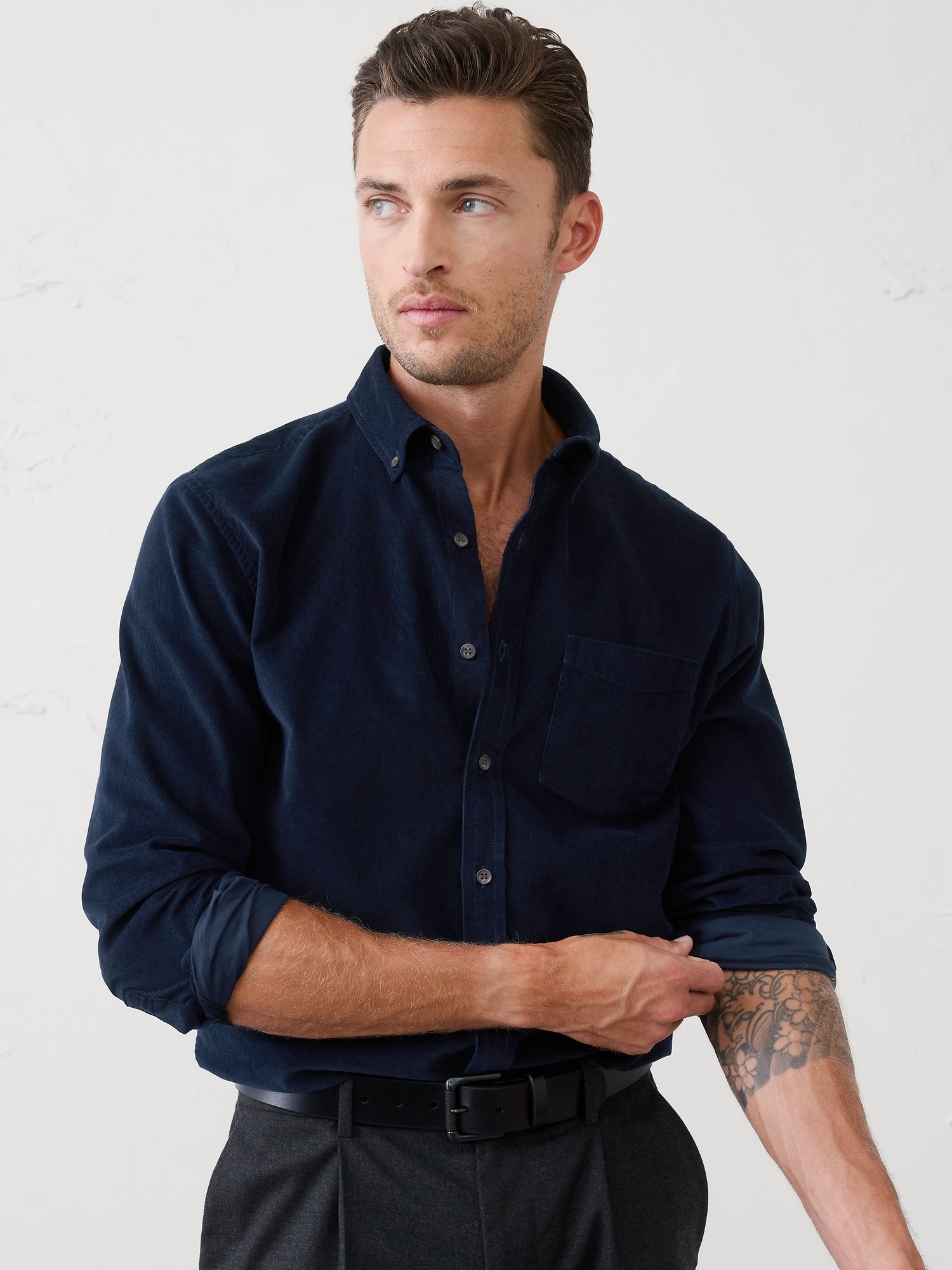 Slim-Fit Fine Wale Corduroy Shirt