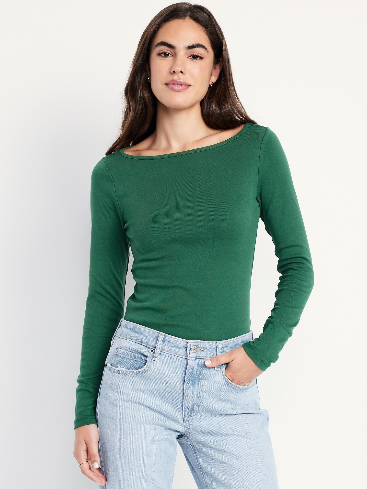 Snug Long-Sleeve Boatneck T-Shirt