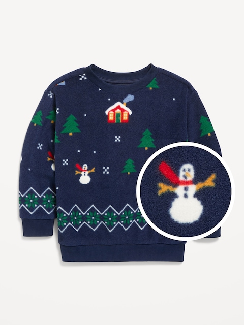 Printed Oversized Microfleece Sweatshirt for Toddler Boys