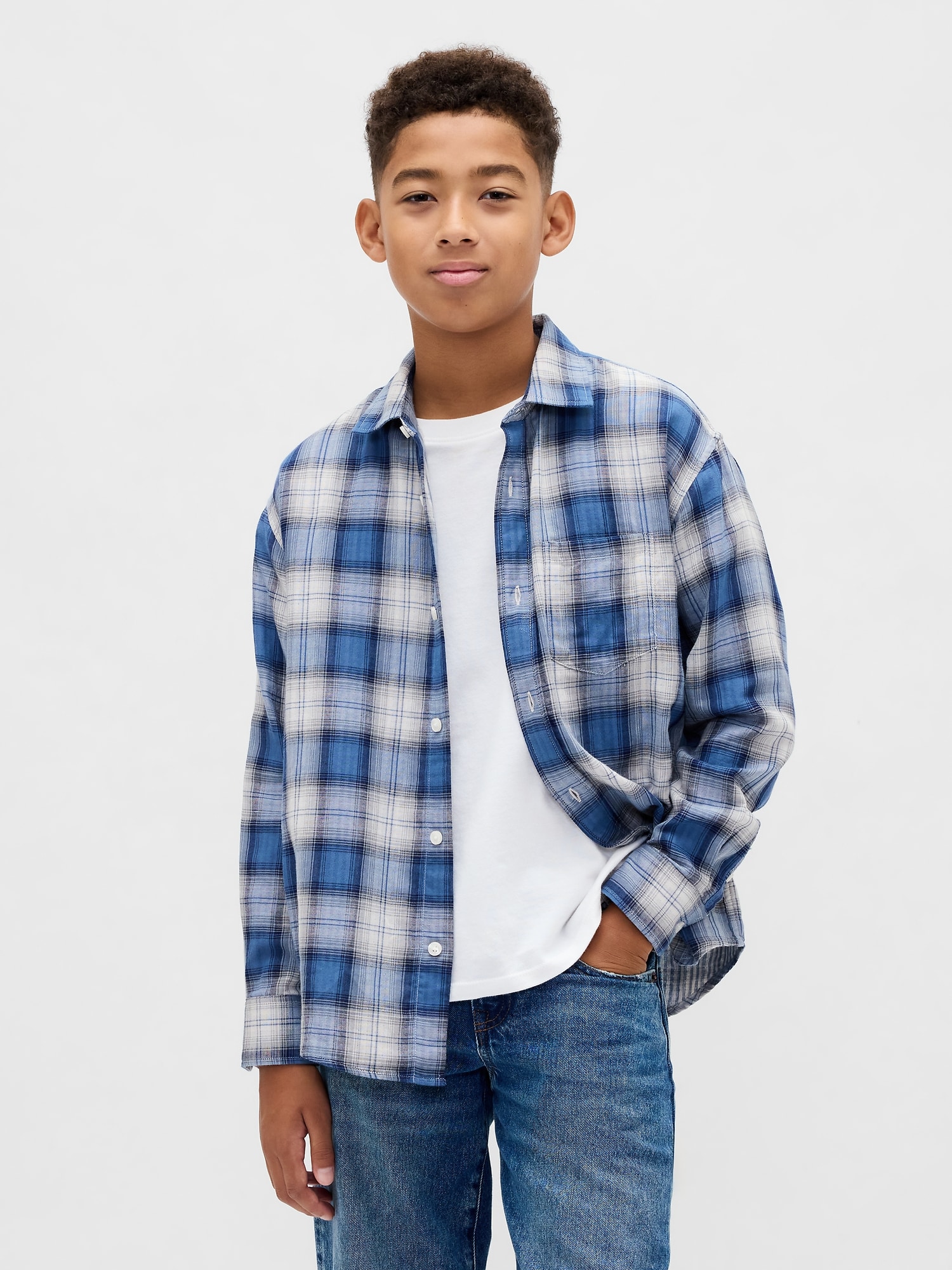 Kids Relaxed Plaid Shirt